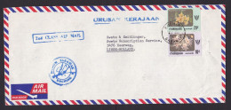 Malaysia: 2nd Class Airmail Cover To Netherlands, 2 Stamps, Flower, Flowers, Official Service (minor Damage) - Malaysia (1964-...)