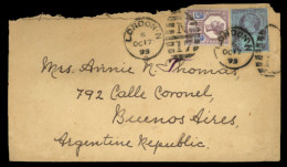 GREAT BRITAIN. 1899. London To Argentina. 7 1/2 D Rate (2 Stamps) Env. - ...-1840 Precursores