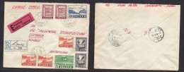 ICELAND. 1954 (23 Feb) Laugarvatn - Switzerland, Zofingen (25 Febr) Registered Express Air Multifkd Env. - Sonstige & Ohne Zuordnung