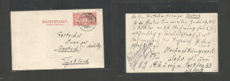 ICELAND. 1929 (20 Sept) AKUREYR - Germany, Rostock. 20 Aur Red Stat Card. Fine Used. - Sonstige & Ohne Zuordnung