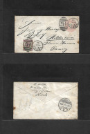 Great Britain - Stationery. 1891 (Dec 15) Leeds - Germany, Hiildesheim (18 Dec) QV 1d Rose Stat Env + 1 1/2d Adtl, Tied  - ...-1840 Vorläufer