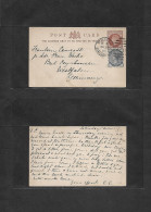 Great Britain - Stationery. 1886 (Aug 28) Worthing Stat - Germany, Westfalen. 1/2d Brown Stat Card + Adtl, 923 Grill. VF - ...-1840 Precursori