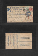 Great Britain - Stationery. 1897 (Feb 8) Darwen - France, Paris. 3l Blue Registered Stat Env + 2 Adtls, Oval Reg Cachet. - ...-1840 Precursori