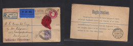 Great Britain - Stationery. 1928 (11 Jan) London - Germany, Dortmund (12 Jan) Registered AIR MAIL 2d Red + Adtls. Fkd En - ...-1840 Prephilately