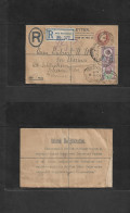 Great Britain - Stationery. 1907 (11 Apr) West Kensington - Germany, Schweriwer. Registered 3d Brown KEVII Stat Env + 2  - ...-1840 Vorläufer