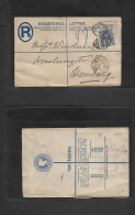 Great Britain - Stationery. 1892 (Feb 5) Windhurst - Germany, Hamburg. Registered 2d Blue Stat Env + Adtls, Tied Grill " - ...-1840 Precursori