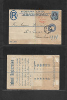 Great Britain - Stationery. 1894 (Sept 5) Northumberland - Sweden, Kalmar. Registered 2d Blue Stat Env + 2 1/2d Adtl. VF - ...-1840 Precursores