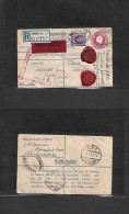 Great Britain - Stationery. 1927 (19 Feb) London - Poland, Jarocin (22 Febr) Registered Insured GPO 12 4 1/2d Red Stat E - ...-1840 Precursori