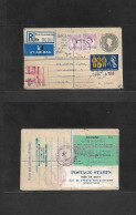 Great Britain - Stationery. 1963 (3 July) Bournemouth - USA, CA, LA (5 July) Registered Airmail 1sh 9d Grey Stat Env +   - ...-1840 Préphilatélie