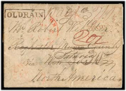 GREAT BRITAIN. 1835 (27 Nov). Old Westhall / Scotland - USA. Stampless EL Full Text Boxed "OLD RAIN" (xxx/R). Via London - ...-1840 Precursori