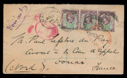 GREAT BRITAIN. 1896 (1 July). Bournemouth - France. Reg Env Fkd 2 1/2d Ship Of Three. Fine. - ...-1840 Precursores