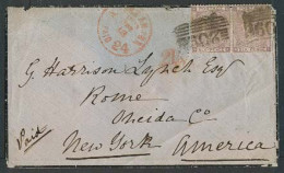 GREAT BRITAIN. 1863 (20 March). Kirkcudbridge / Scotland - USA. Fkd Env 6d Pair Small Colored Letters / 20q Grill. - ...-1840 Prephilately