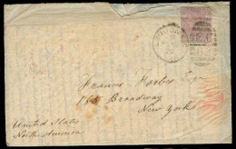 GREAT BRITAIN. 1876. London - USA / NY. EL Fkd 2 1/2d Pl 1 Blueish Paper. - ...-1840 Precursores