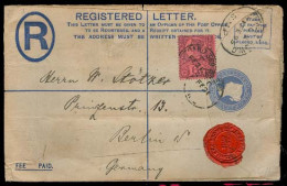 GREAT BRITAIN. 1895. London / Strand - Germany. 2d Reg Stat Env + 6d Adtl. Scarce Value On Cover. - ...-1840 Precursores