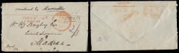 GREAT BRITAIN. 1851 (24 March) (19 March). London / Brook St Blue Stline Reverse - India / Madras. Stampless Env Via Ove - ...-1840 Precursores