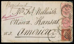 GREAT BRITAIN. 1873. Bath - USA / Kansas. Multifkd Env 7d Rate. Transatlantic Usage. - ...-1840 Precursori