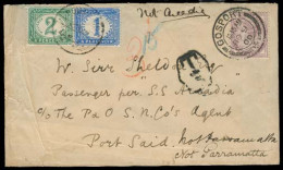 GREAT BRITAIN. 1900. Gosport - Egypt. Fkd Env 1d + 2 Egypt. Postage Dues, Tied Cds. XF. Exazouri Coll. - ...-1840 Voorlopers
