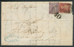 GREAT BRITAIN. 1865. London - Portugal. EL. Fkd 6d Pl5 + 1d (late Free). Partly Cancelled "40" Arrival Charge. Unusual. - ...-1840 Préphilatélie