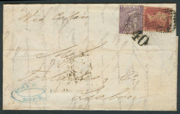 GREAT BRITAIN. 1865. London - Portugal. EL. Fkd 6d Pl5 + 1d (late Free). Partly Cancelled "40" Arrival Charge. Unusual. - ...-1840 Voorlopers