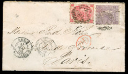 GREAT BRITAIN. 1866. London - France. Env 6d Pl 5 + 3 Pl 4. - ...-1840 Préphilatélie