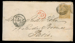 GREAT BRITAIN. 1866. London - France. Env 9d Pl 4 (£ 800 SG 2006 Cat). - ...-1840 Préphilatélie