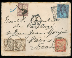 GREAT BRITAIN. 1897. Paddington - France. Env 2 1/2 D Cds + 4 Diff. Frech Postage Dues / Tied. Incl 50c. Doble Fwding. V - ...-1840 Precursores