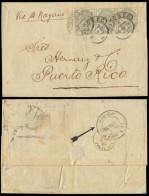 GREAT BRITAIN. 1886. London - PUERTO RICO. EL Frkd 4d Strip Of Three. Via French Steamer On Reverse "Ligne B / Paq. Fr N - ...-1840 Prephilately