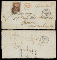 GREAT BRITAIN. 1852. London - Switzerland. Lettersheet (part Of Back Flap Gone) Frkd 1841 1d Red Mns POST PAID + PD + Fr - ...-1840 Préphilatélie