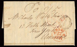 GREAT BRITAIN. 1809 (22 May). Preston Pans - USA / NY. EL With Doble Ring Brown "Preston Pans / PAID / PENNY POST" (xxx) - ...-1840 Precursori