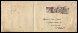 GREAT BRITAIN. 1904. London - Germany. Env Frkd 1sh Strip Of Three + 1 1/2d Cds. Scarce High Frkg. - ...-1840 Prephilately