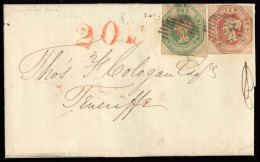 GREAT BRITAIN. CANARY ISLANDS - GB. 1854 (22 April) London - TENERIFE / Islas CANARIAS. EL With Text Frkd 10d + 1sh Embo - ...-1840 Voorlopers