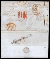 GREAT BRITAIN. 1845. Wareham To Sevilla. EL. Straight Line. "11R" Red Charge. Rare! Corre Castle. XF. - ...-1840 Voorlopers