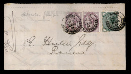 GREAT BRITAIN. GREAT BRITAIN: 1884, March 4. Entire Letter To Rouen, France Franked By 1881 Pair Of 1d Lilac And 1880 1/ - ...-1840 Préphilatélie