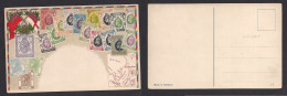 HONG KONG. C. 1902. Color Uncirculated HK Stamps Mint Postcard + Map. VF. - Sonstige & Ohne Zuordnung