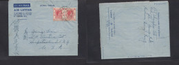 HONG KONG. 1953 (10 July) Yan MaTi - USA, Hamsptead, NY. Fkd Airlettersheet. Scarce P.o Brand. Comercial. - Other & Unclassified