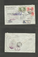 HONG KONG. 1955 (4 Aug) Kowloon - Hawaii, Honolulu (Sept 9) Registered Air Multifkd Envelope Incl Honolulu Customs Cache - Otros & Sin Clasificación