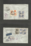 HONG KONG. 1955 (16 July) Kouloon - Hawaii, Honolulu (19 July) Registered Airmail Mixed Kings Issues Fkd Front Env Incl  - Other & Unclassified