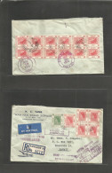 HONG KONG. 1956 (16 Nov) Kowloon - Hawaii, Honolulu (19-20 Nov) Registered Air Multifkd Envelope (front And Reverse) 25c - Andere & Zonder Classificatie