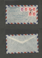 HONG KONG. 1950 (12 Jn) GPO - Denmark, Copenhagen. Air Multifkd Envelope Incl 20c. Reddish Block Of Four. VF. - Sonstige & Ohne Zuordnung