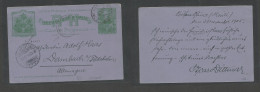 HAITI. 1905 (30 Nov) Port Prince - Germany, Dermbach (30 Dec) 3c Green Illustr Stat Card, Cds REPLY Half Doble Stat Card - Haïti