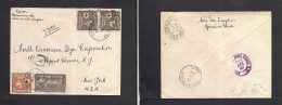 HAITI. 1946 (12 July) Gonaives - USA, NYC (17 July) Red Cross Registered AR Multifkd Envelope. - Haïti