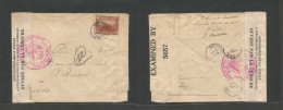 HAITI. 1942 (28 March) Port De Paix - Canada, Quebec (24 Apr) Single 10c Fkd Env, Depart Censor Red Cacheted Label + Arr - Haïti