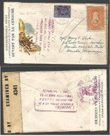 HAITI. 1943 (20 Oct) P. Prince - USA, Grenada, Mississippi. 15c Orange Fkd Doble Censored Color Illustrated Political En - Haïti