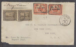 HAITI. 1916 (14 Aug). Jeremie - USA. Ovptd Issue Mixed Fkg Env Per SS Oraya Nassau. - Haïti