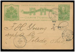 HAITI. 1902. Port Paix - USA / OH. 3c Green Stat Card Used. V Scarce Town + Overseas. Fine. - Haïti