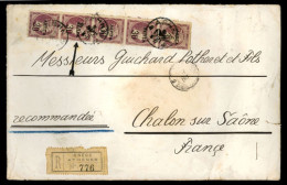 GREECE. 1901 (March). Athens To Chalon Sur Saone (France). Registered Envelope Franked With Vertical Strip Of 5 Large He - Sonstige & Ohne Zuordnung