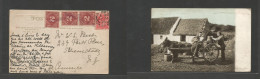Great Britain - XX. 1905 (24 May) Killarney - USA, NY, Schenectady. Single 1d Red Fkd Photo Ppc, Arrival US P. Dues 2c ( - ...-1840 Precursori