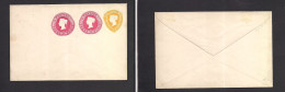 Great Britain - Stationery. C. 1890s Triple QV Mint Print Stat Envelope 3d Red (x2) + 1/2d Yellow. VF. - ...-1840 Prephilately