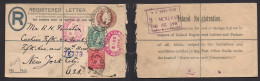 Great Britain - Stationery. 1904 (17 May) Nottingham - USA, NYC (25 May) Registered 3d Brown + 2 Adtls Multifkd Stationa - ...-1840 Precursores