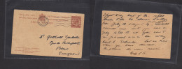 Great Britain - Stationery. 1930 (23 June) REPLY Half Stat Card 1 1/2d Brown Taunton - Switzerland, Bern. Fine Used. - ...-1840 Voorlopers